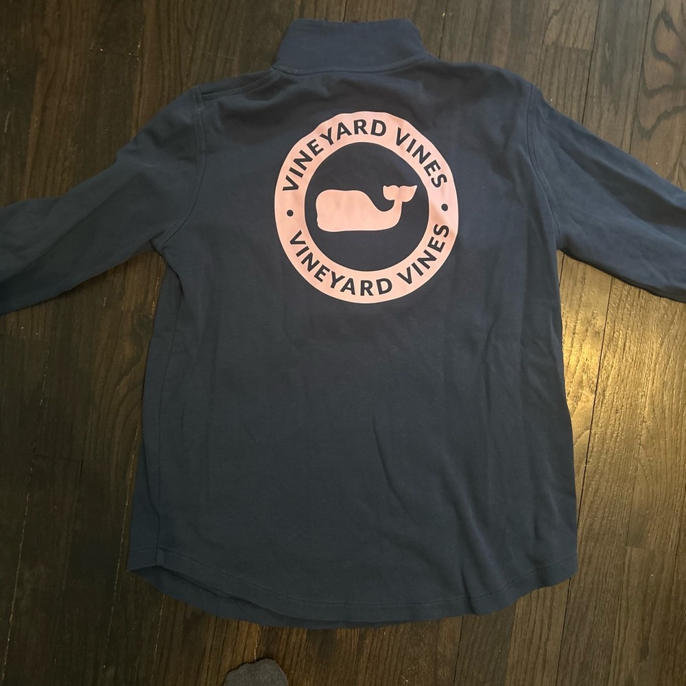 Vineyard Vines Navy Shirt with Pink Logo
